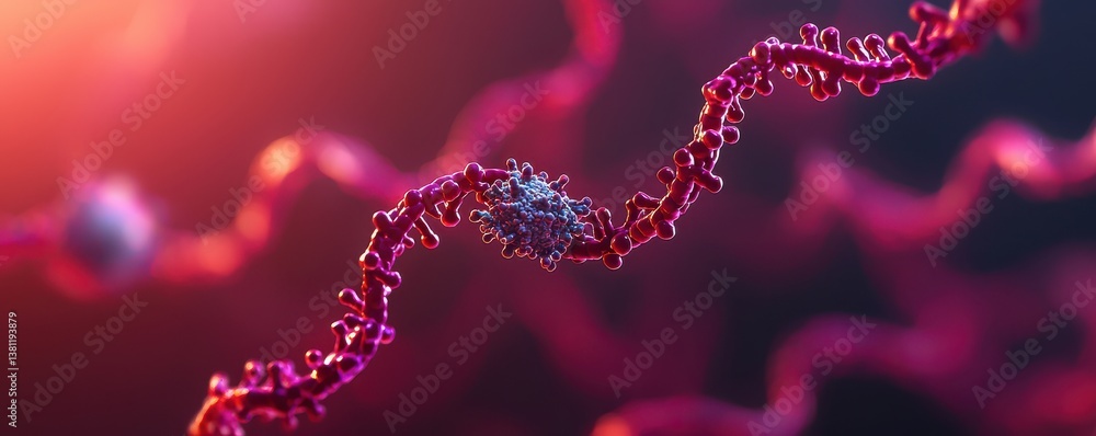 Poster a close-up visualization of a colorful rna strand, showcasing its intricate structure and molecular 