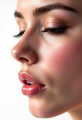 Fototapeta premium A close up of a woman's face with her eyes closed