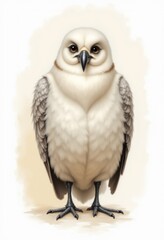 Obraz premium A drawing of a white owl sitting on top of a table
