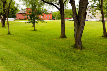 The village square park within the Yankee Village of Old World Wisconsin, Eagle, Wisconsin on July 4, 2024