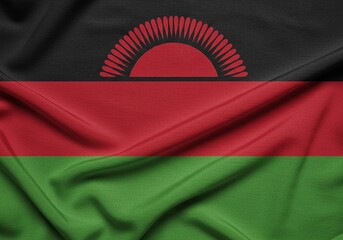 Malawi Flag, African Nation Symbol with Red, Black, Green Colors and Rising Sun Element, Patriotism.