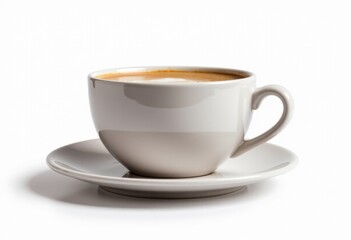 Obraz premium A cup of coffee on a saucer on a white background