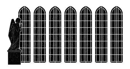 Statue of an angel in church, illustration isolated on white background