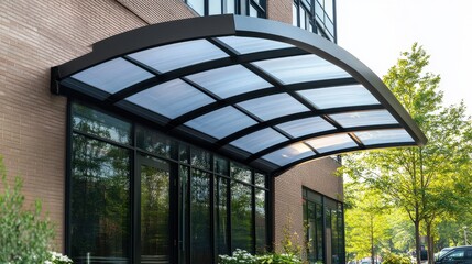 Modern Architectural Canopy Over Building Entrance