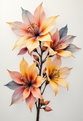 Fototapeta premium A bunch of orange and yellow flowers on a white background