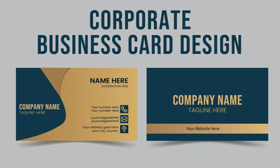 Luxury business card design template with golden gradient in color
