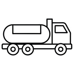 Line Art Icon of a Tanker Truck  Sleek Design for Transport Graphics
