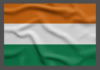 Obraz premium Wavy Ivory Coast Flag - Orange, White, Green Fabric Illustration, National Symbol, Political Icon, Country Emblem.