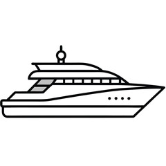 Luxury Yacht Line Art Icon  Perfect for Branding & Exclusive Graphics