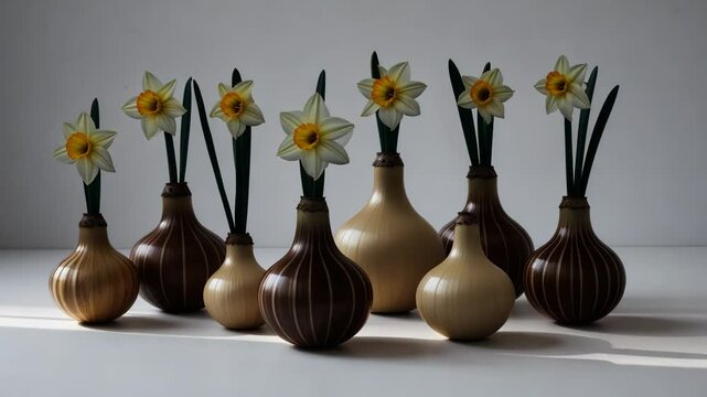 Fresh daffodil bulbs against a white isolated background