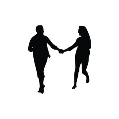 Couple or Close Friends Holding Hands Silhouette