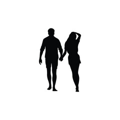 Male and Female Friendship Silhouette Illustration