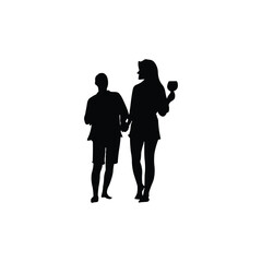 Male and Female Best Friends Silhouette Clipart