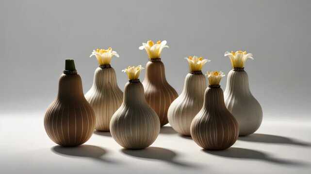 Fresh daffodil bulbs on a white isolated backdrop