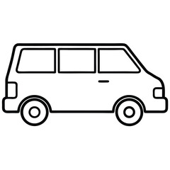 Simple Mini Van Line Art Icon  Clean & Minimalist Design for Web & Print