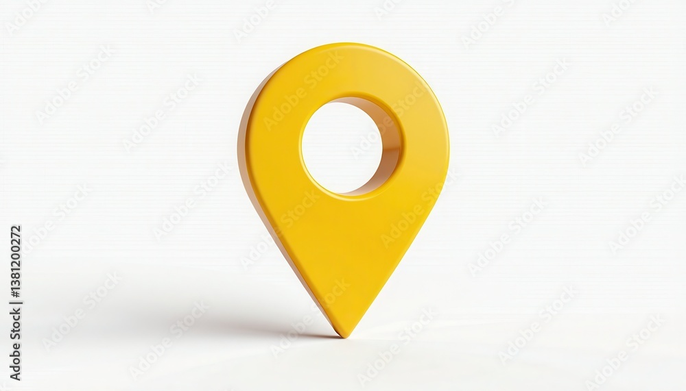 Poster 3d yellow map pointer on white background: eyecatching design for your website. a yellow map pointer
