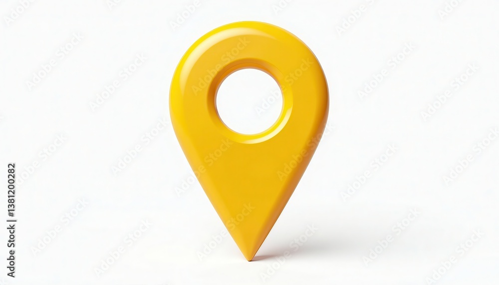 Poster glossy yellow map pointer on white background perfect for designers. a yellow map pointer on a white