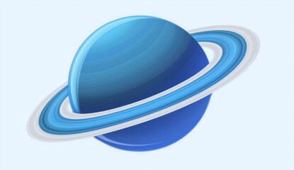Fototapeta premium Stylized Blue Planet with Rings Pixel Art Illustration