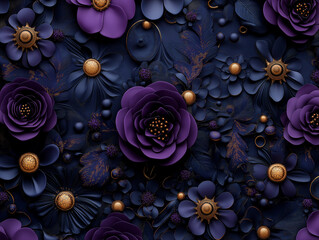 Abstract floral design with layered flowers and paper petals. Artistic bloom decorates space with depth and symmetry.