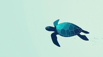Geometric Sea Turtle, Abstract polygonal sea turtle design. Minimalist ocean wildlife illustration.