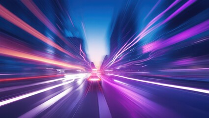 City lights speed motion blur abstract night neon car drive