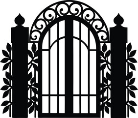 Garden Gate Silhouette Vector for Outdoor, Landscape, and Garden Design Projects