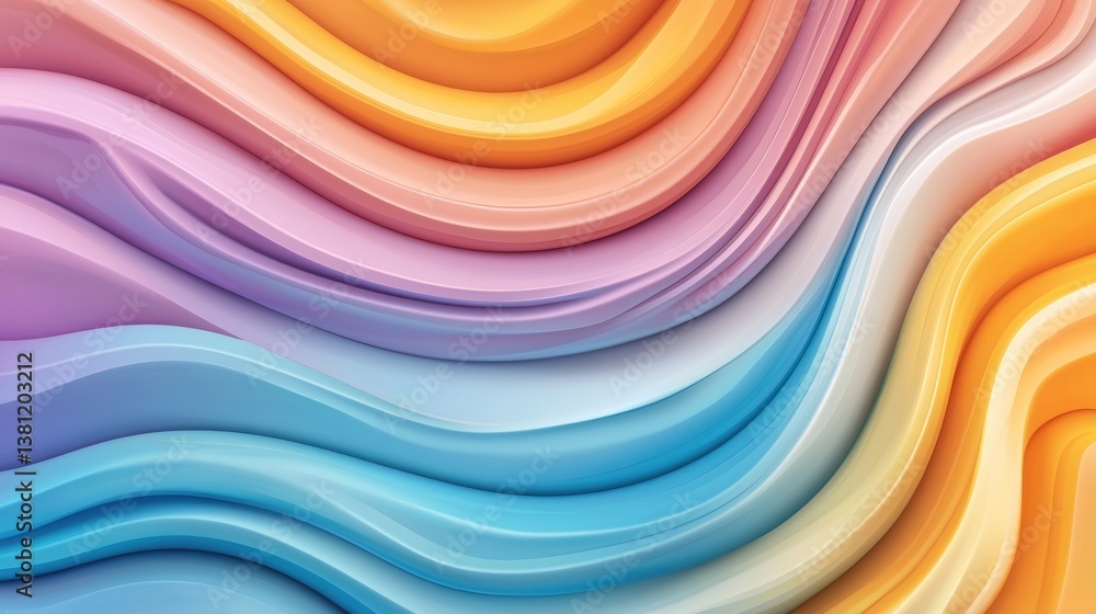 Poster playful abstract fluid wave patterns with a lively and playful aesthetic.