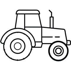 Tractor Outline Vector  Clean & Detailed Line Art Illustration