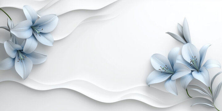 Sfondo bianco con fiori colorati e spazio per messaggio o immagine. Elegante.