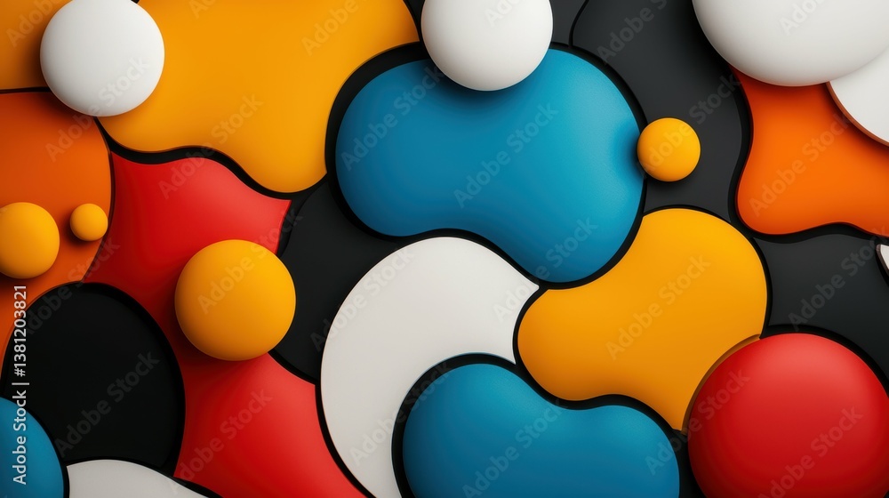Aufkleber dynamic geometric abstract patterns studio space digital art vibrant colors close-up view modern des