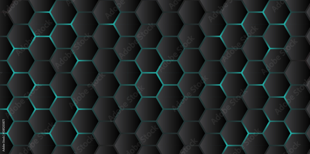 Poster abstract technology hexagon mesh background. dark hexagonal texture with modern sci-fi design. hexag