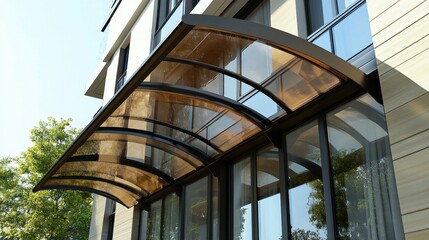 Fototapeta premium Modern architectural awning over a large window facade