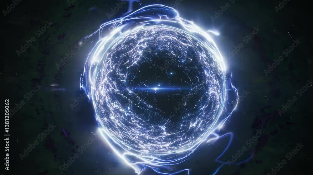 Canvas Prints futuristic video concept with a glowing sphere at eye-level angle, surrounded by dynamic light trail