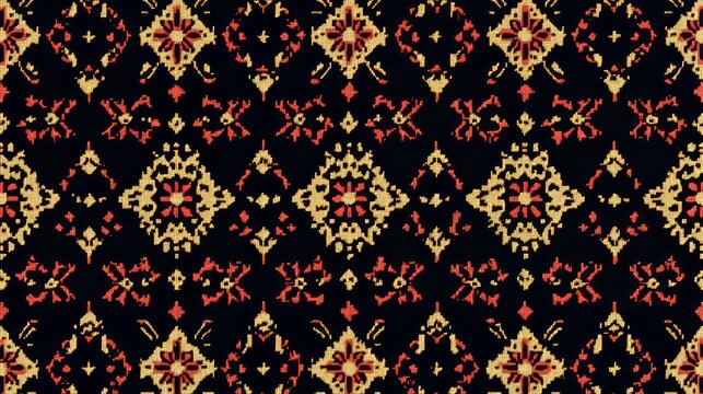 Kasuti  stitch embroidery needlework for fabric, seamless geometric pattern design on paper or wallpaper background