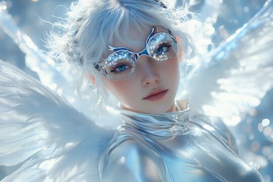 Theia in Shining Fluffy Silk Suit with Hummingbird-Themed Goggles, Light's Sparkle