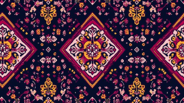 Kasuti  stitch embroidery needlework for fabric, seamless geometric pattern design on paper or wallpaper background