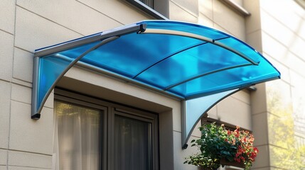 Modern Awning Over Window with Glass Canopy Design