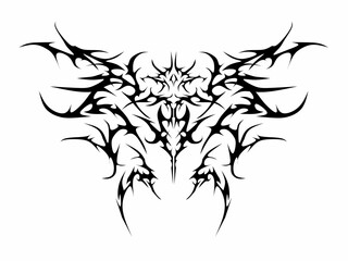 Neo tribal sigilism symmetrical design vector isolated on white