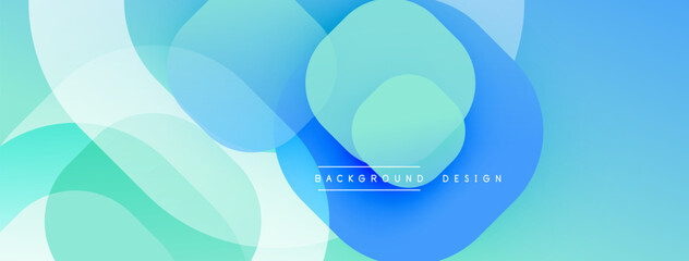 Abstract design. Overlapping circles create dynamic composition. Cool blues, greens, whites blend seamlessly. Modern aesthetic, clean lines, smooth gradients.