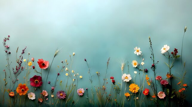 Vibrant wildflowers blooming in a peaceful meadow