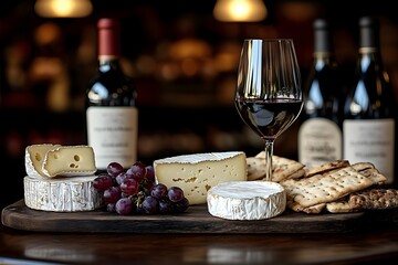 Indulging in a cheese board accompanied by red wine at a cozy evening gathering