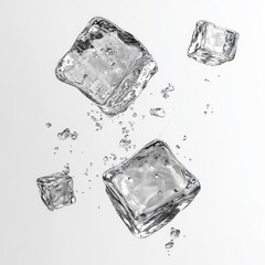 Obraz premium three falling ice cubes isolated on transparent or white background 