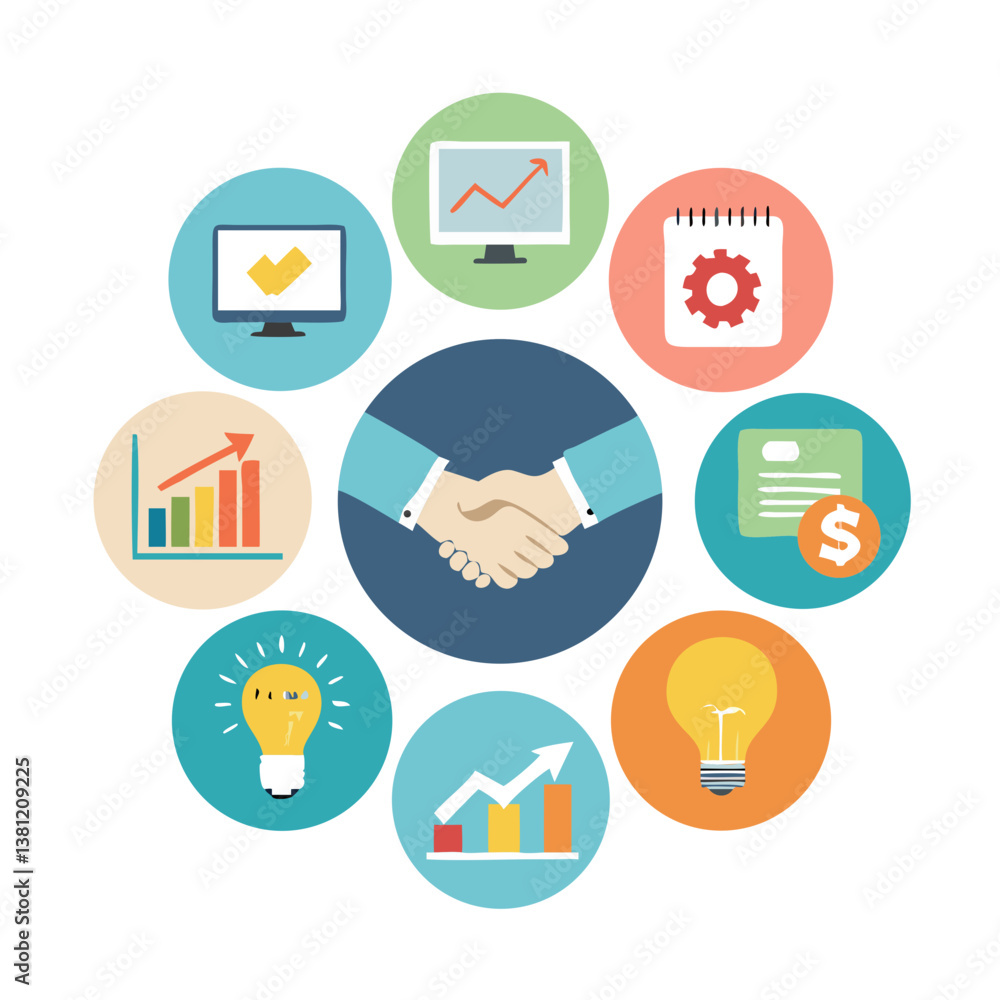 Poster flat icons for web and mobile applications