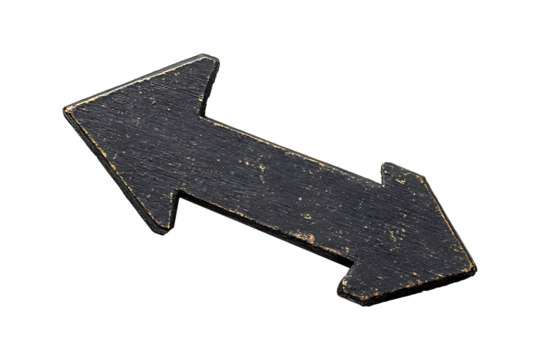 Black cardboard arrow isolated on white or transparent background. - Powered by Adobe