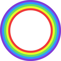 Rainbow colored curved line forming a circle.