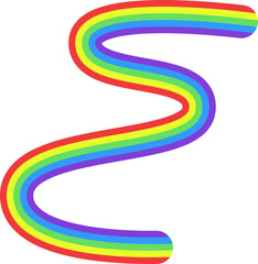Rainbow colored line with a curved section that changes direction.