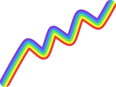 Rainbow colored line with a zig zag pattern and round corners.