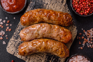 Grilled pork or beef sausages