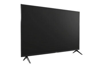 Sleek Modern Flat-Screen TV With Thin Bezel And Angled Stand Transparent Background