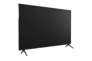 Sleek Modern Flat-Screen TV With Thin Bezel And Angled Stand Transparent Background
